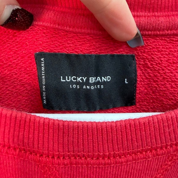 Lucky Brand red embroidered GIRL casual crewneck 100% cotton sweatshirt casual L - Picture 4 of 8